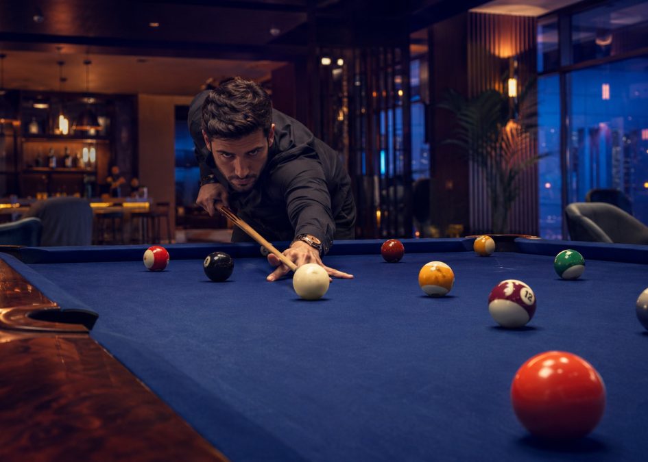 A controlled pool shot connects the current pocket with the position needed next