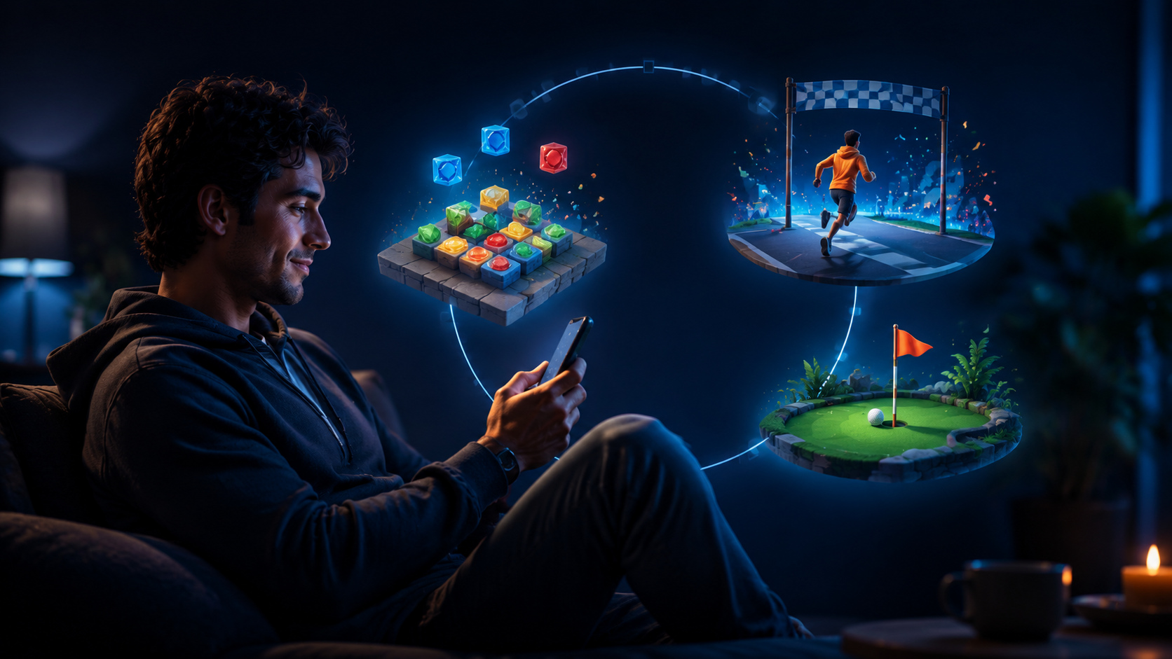 Original editorial illustration: a completed puzzle, run or golf shot can provide a natural stopping point