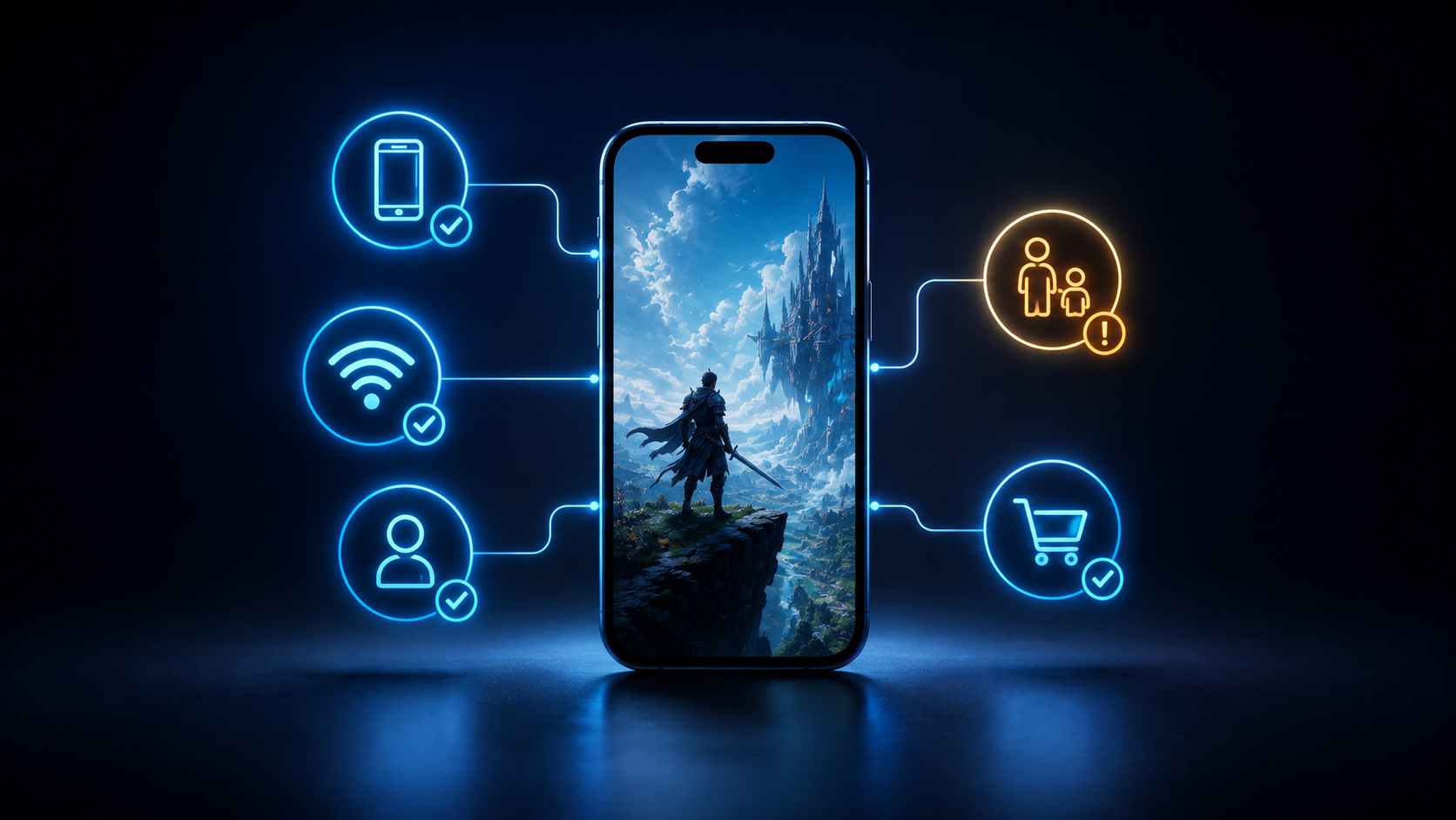 Original editorial illustration: device, connectivity, age, purchase and identity checks belong to the exact edition