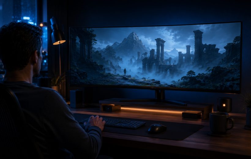 Original editorial illustration: a planned PC adventure is treated as a release to watch, not an available product