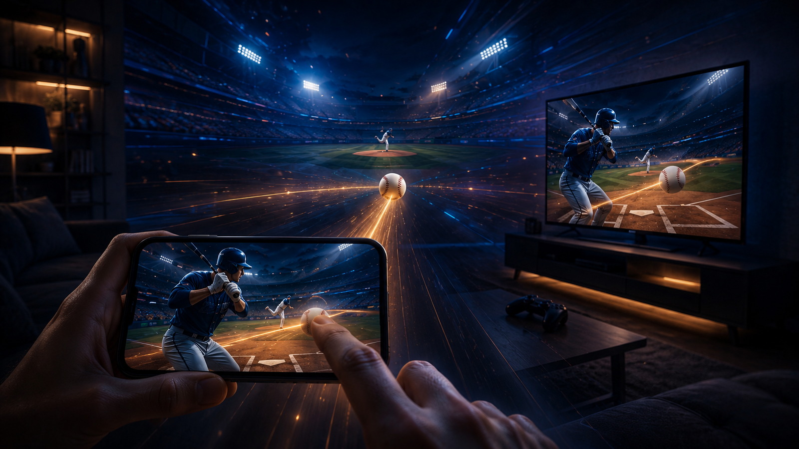Original editorial illustration: viewing distance changes how quickly a player can read and answer a pitch