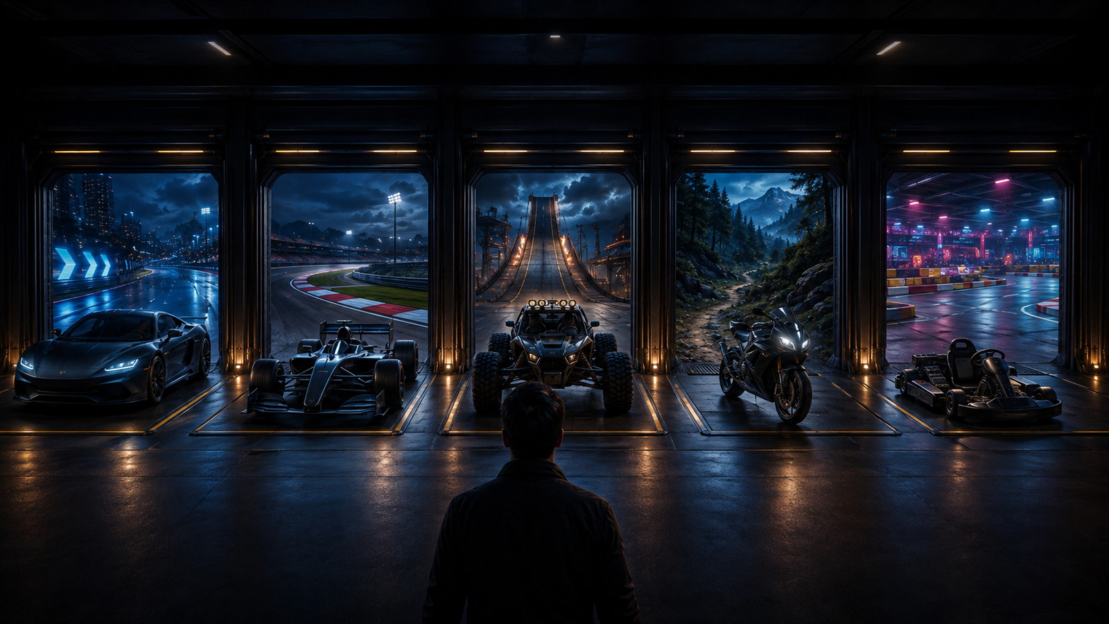 Original editorial illustration: choosing the vehicle fantasy first makes a racing shortlist easier to read
