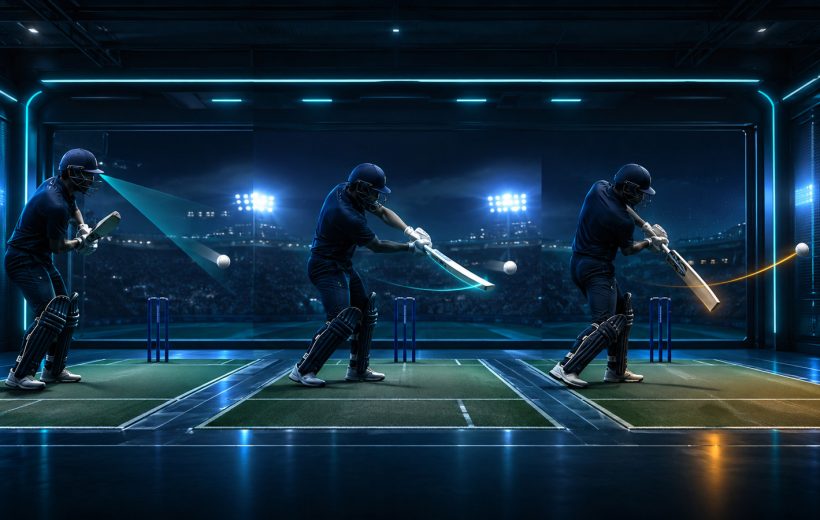 Original editorial illustration: three controlled batting trials separate observation, repetition and one small adjustment