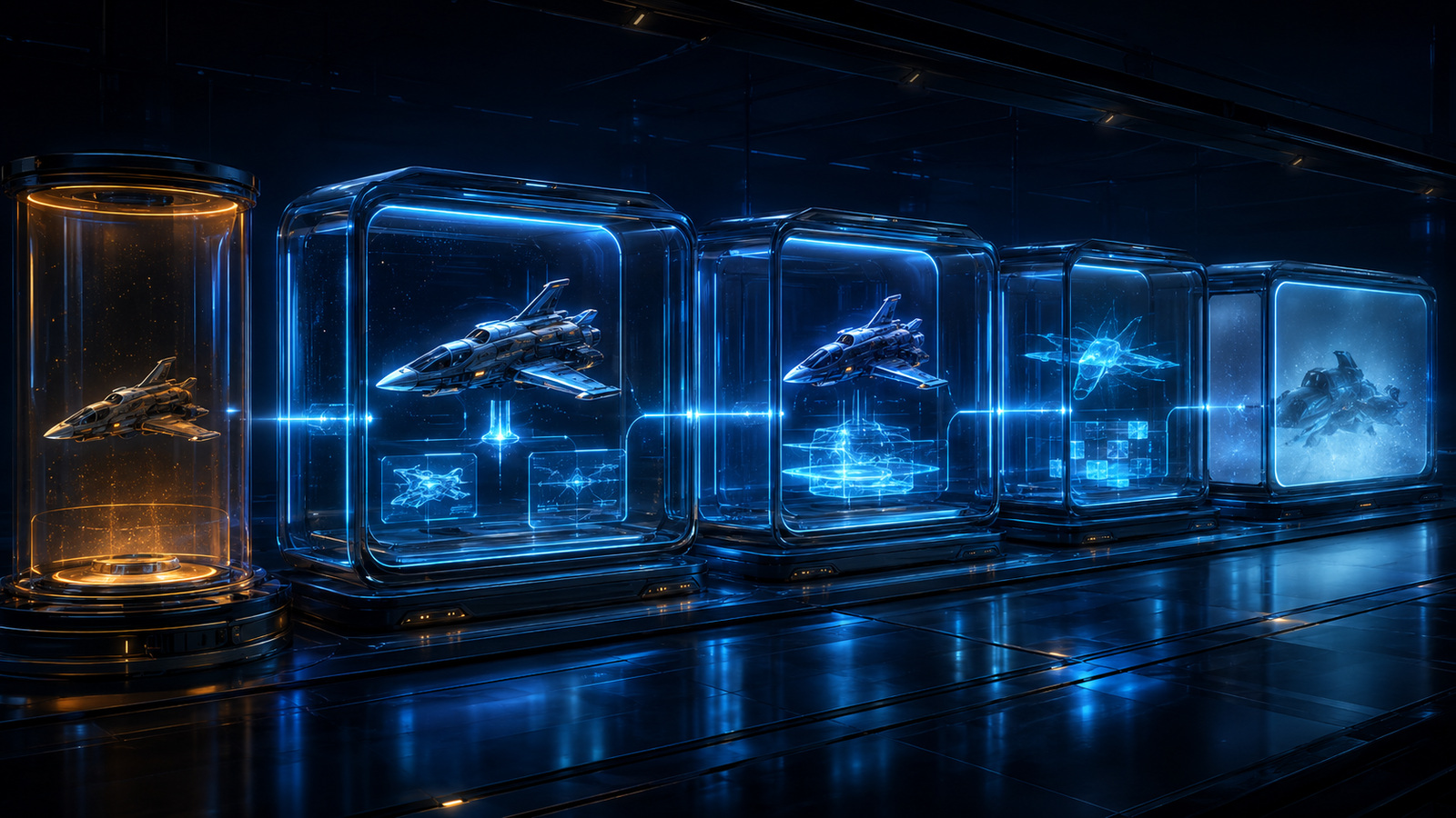 Original editorial illustration: connected archive, identity and release stations form a concise evidence chain with a bounded technical vault