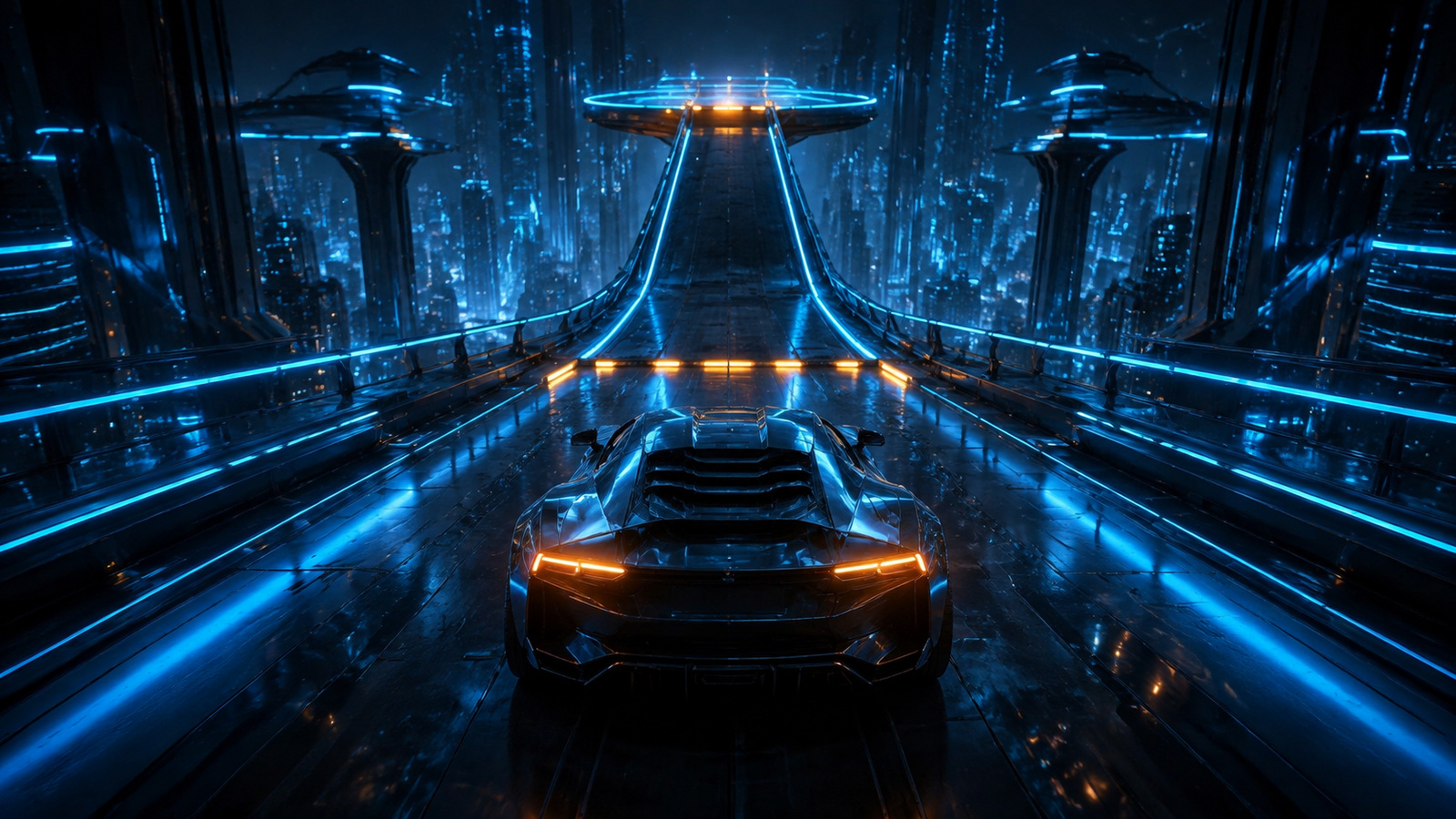 Original editorial illustration: early alignment between luminous guide rails creates a repeatable approach to the takeoff edge