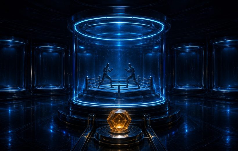 Original editorial illustration: one ring diorama and a single provenance token preserve the legacy identity while chronology bays remain empty
