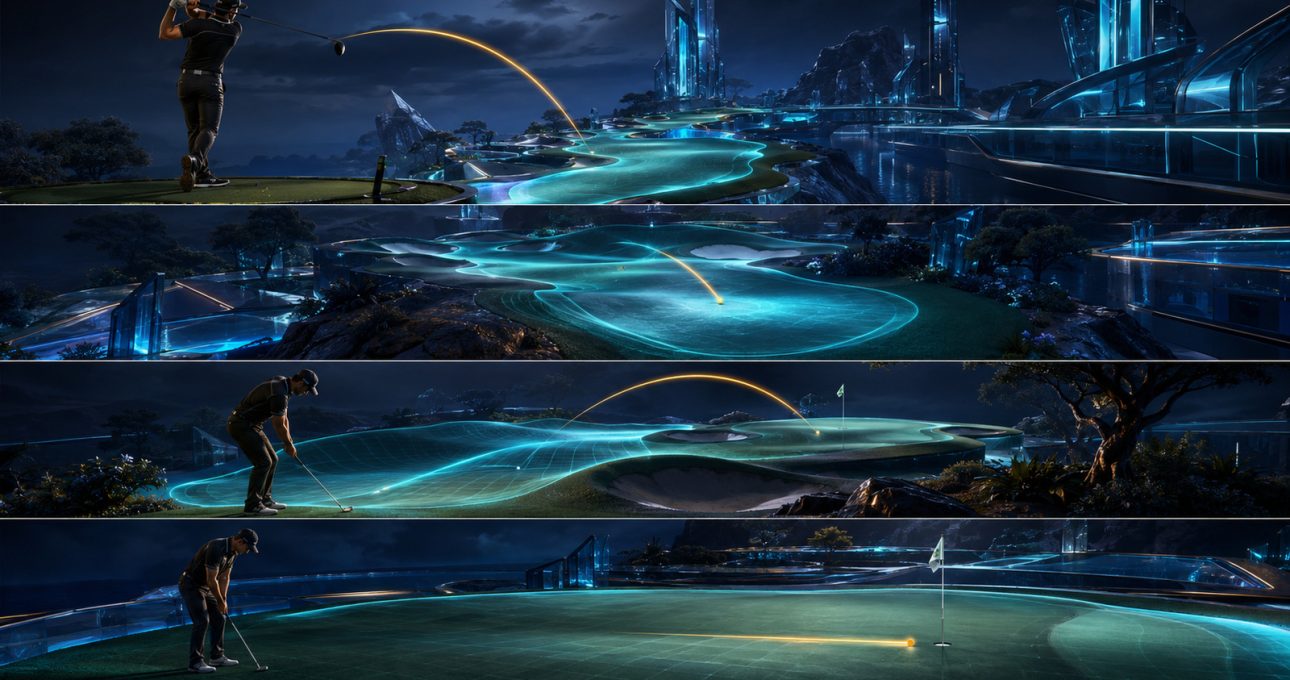 One complete hole links aim, landing position, approach and putting