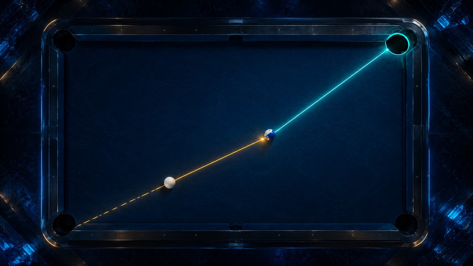 Work backward from pocket to contact point, then set the cue-ball path